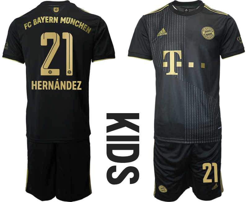 Youth 2021-2022 Club Bayern Munich away black #21 Soccer Jersey->youth soccer jersey->Youth Jersey